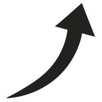 Curving Black Arrow Pointing Up Isolated On White vector