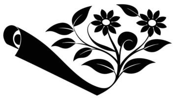 Black And White Floral Design With Scroll Element vector