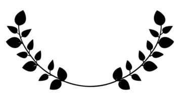 Symmetrical Foliage Frame Element Silhouette Black Design vector
