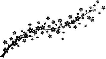 Black And White Floral Branch Illustration Design vector