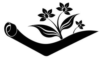 Abstract Floral Design On Scroll Paper In Black And White vector