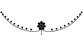 Floral Border With Flower And Dots On A Line vector