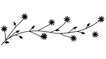 Simple Floral Twig With Buds And Flowers Silhouette vector