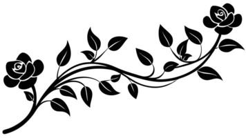 Black And White Rose Vine Decorative Element Illustration vector