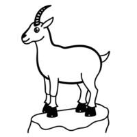 Cartoon Ibex Standing On Rock Illustration vector