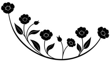 Black And White Floral Design With Flowers And Leaves vector