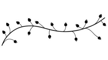Minimalist Black Branch With Buds Isolated On White vector