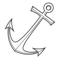Outline Anchor Nautical Symbol Maritime Navigation Equipment vector