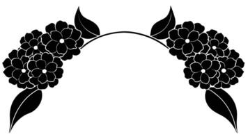 Black And White Floral Wreath With Leaves Graphic vector