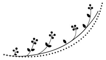 Floral Branch With Berries And Dots Black Silhouette vector