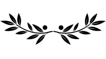 Olive Branch Symbol Black And White Design Element vector