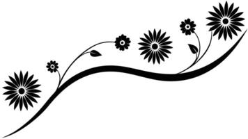 Black And White Floral Silhouette Design With Curving Stem vector