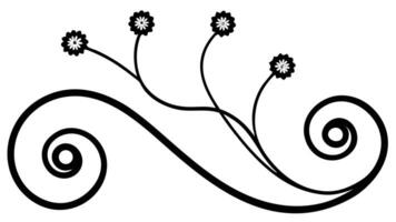 Black And White Floral Swirl Design Element vector