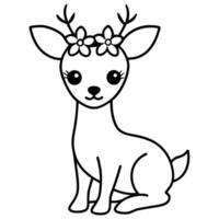 Cute Deer With Flower Crown Illustration vector