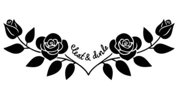 Elegant Rose Flower Silhouette Border Graphic Design Element vector