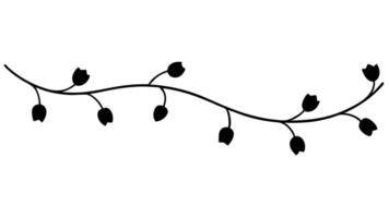 Simple Black Floral Branch Silhouette Illustration Design Element vector