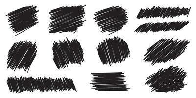 Scratch card lottery clipart - black scuff scribble smears distressed set. Grungy grainy surface grunge textures. vector
