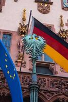 The Romer in Frankfurt with German and EU Flags Displayed photo