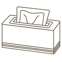 Tissue box illustration, minimalist brown line art hygiene, clean paper accessory, simple design object vector