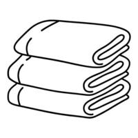 Stack of folded towels iconography minimalistic line art in black and white vector