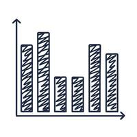 Hand drawn bar chart sketch with ascending and descending data patterns vector