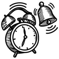 ringing alarm clock with vibrating bell loud wake up call, time management symbol, vintage timepiece vector
