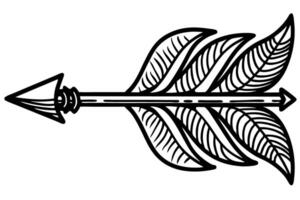 Decorative arrow illustration with geometric feathers and detailed design elements vector