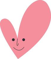 Cute pink cartoon heart with face vector