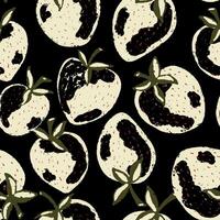 a black and white pattern with strawberries vector