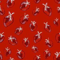 strawberries on red background vector