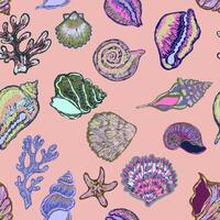 a colorful pattern of sea shells and coral vector