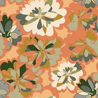 a floral pattern in orange, green and gray vector