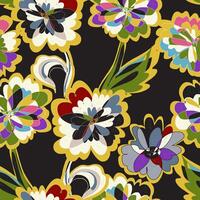 a colorful, floral. pattern on a black background vector