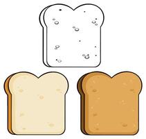 Bread Slice Icon Collection With Outline White And Whole Wheat Versions vector
