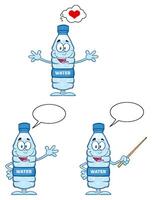Funny Water Bottle Mascot Collection With Talk Bubbles And Pointer vector