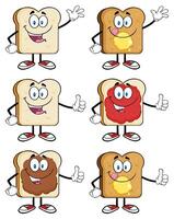 Cartoon Bread Character Collection With Peanut Butter Jam And Butter Faces vector