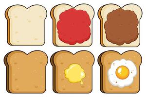 Funny Toast Slice Collection With Savory Sweet And Breakfast Options vector