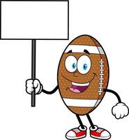 Smiling American Football Character Holding Blank Sign vector