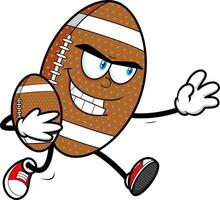 Determined American Football Character Running With Ball And Grin vector