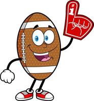 Smiling American Football Character Holding Number One Foam Finger vector