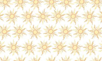 seamless pattern with abstract butter yellow suns on white background, summer boho style design for textile, wrapping paper, wallpaper, greeting cards, decoration vector