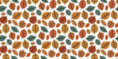 modern seamless pattern of minimalist autumn leaves on isolated white background, simple fall foliage repeat design, contemporary seasonal texture, clean and organic autumn backdrop vector