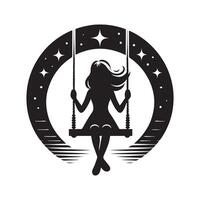Swinging Child Silhouette vector