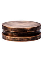 A rustic bronze metal platform, a minimalist aesthetic display a refined surface and textures. product placement, presentation, isolated on transparent background png