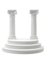 Architectural elegance in a minimalist design showcases two classical columns on a tiered pedestal, product placement, presentations, isolated on transparent background png