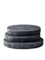 Elevated dark stone circles in composition. product placement, presentation, isolated on transparent background png