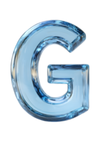 The letter G elegantly crafted from ice-clear glass, reflecting subtle light with a captivating cool effect. isolated on transparent background png