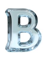 Icy Glass Letter B Crystal Font, Cool Alphabet, Isolated on Transparent Background png