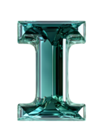 A luminous multifaceted emerald letter I the crystal clear gem design showcases impeccable craftsmanship and luxury. isolated on transparent background png