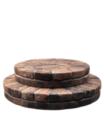 round brick stone platform, two-tiered, rustic design, brown bricks, presentation, product placement, , isolated on transparent background png